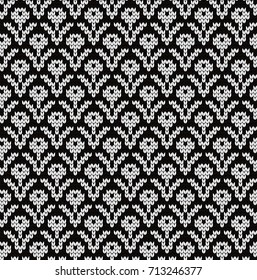 Knitted seamless pattern small flowers