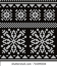 Knitted seamless pattern snowflakes
