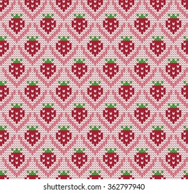 Knitted seamless pattern strawberries