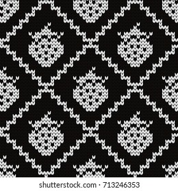 Knitted seamless pattern strawberries