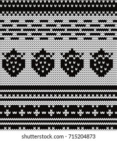 Knitted seamless pattern strawberries