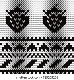 Knitted seamless pattern strawberries