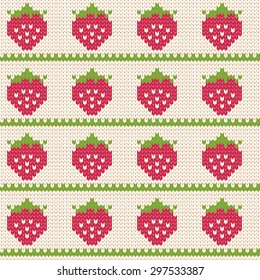 knitted seamless pattern strawberry