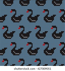 knitted seamless pattern with swans