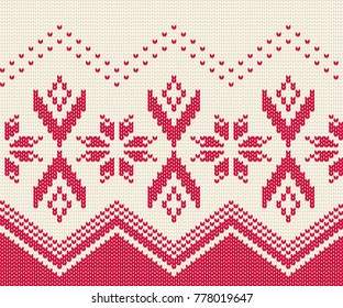 Knitted seamless pattern for sweater. Winter background vector