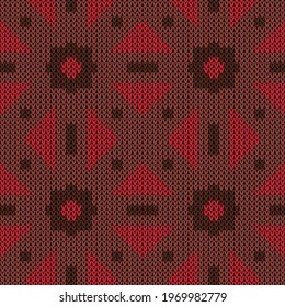 Knitted seamless pattern texture. Vector illustration  Colors: Prairie Sand, Caput Mortuum, Cardinal