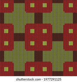 Knitted seamless pattern texture. Vector illustration  Colors: Fire Brick, Hairy Heath, Citron, Fuego