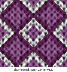 Сhristmas Knitted seamless pattern texture. Vector illustration  Colors: Honeydew, Fuchsia, Palatinate Purple