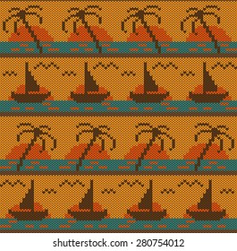 Knitted seamless pattern. Vector illustration