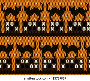 Knitted seamless pattern. Vector illustration