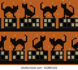 Knitted seamless pattern. Vector illustration