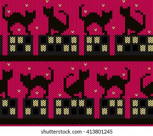 Knitted seamless pattern. Vector illustration