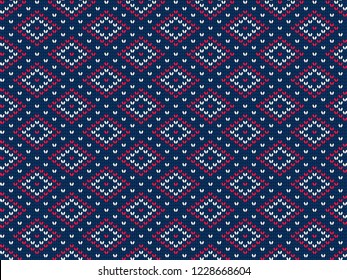 Knitted seamless pattern. Vector ornament
