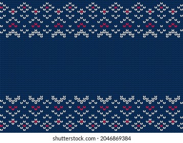 Knitted seamless pattern. Vector ornament for winter sweater