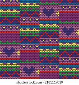 Knitted seamless pattern. Winter jumper background. Melange woolen knitwear northern repeat ornament. Pastel tradition vector textile. Winter season scandinavian xmas repeat pattern. Norwegian knit.
