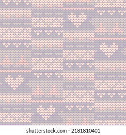 Knitted seamless pattern. Winter jumper background. Melange woolen knitwear northern repeat ornament. Pastel tradition vector textile. Winter season scandinavian xmas repeat pattern. Norwegian knit.