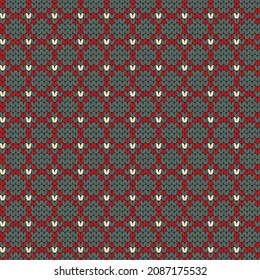Knitted seamless pattern winter wool knitted texture, Christmas and New Year decoration, Knitting sweater design geometric ornament vector illustration