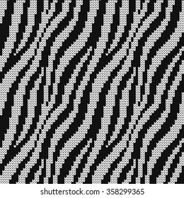 Knitted seamless pattern zebra skin