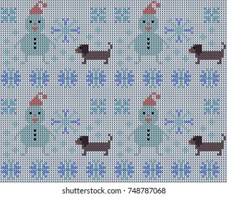 Knitted seamless pattern.Knitted Christmas and New Year pattern.