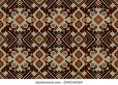 Padrão sem emenda tricotado,padrão sem emenda floral tricotado,ilustração vetorial de padrão sem emenda étnica geométrica,estilo asteca,background.design abstrato para textura,tecido,roupas,encapsulamento,decoração.