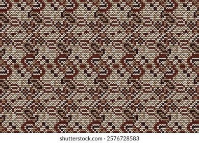 Knitted seamless pattern,knitted flower seamless pattern on brown background,vector illustration,geometric ethnic pattern,Aztec style,abstract background.design for texture,fabric,clothing,decoration