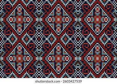 Knitted seamless pattern,knitted flower seamless pattern background,vector illustration,geometric ethnic pattern,Aztec style,abstract background.design for texture,fabric,clothing,decoration,print