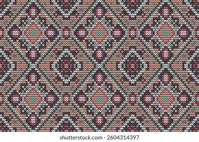 Knitted seamless pattern,knitted flower seamless pattern background,vector illustration,geometric ethnic pattern,Aztec style,abstract background.design for texture,fabric,clothing,decoration,print.