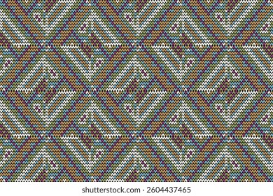 Knitted seamless pattern,knitted flower seamless pattern background,vector illustration,geometric ethnic pattern,Aztec style,abstract background.design for texture,fabric,clothing,decoration,print