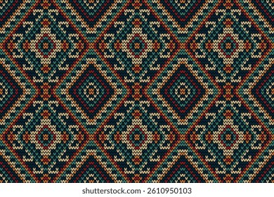 Knitted seamless pattern,knitted flower seamless pattern background,vector illustration,geometric ethnic pattern,Aztec style,abstract background.design for texture,fabric,clothing,decoration,print