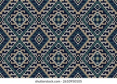 Knitted seamless pattern,knitted flower seamless pattern background,vector illustration,geometric ethnic pattern,Aztec style,abstract background.design for texture,fabric,clothing,decoration,print