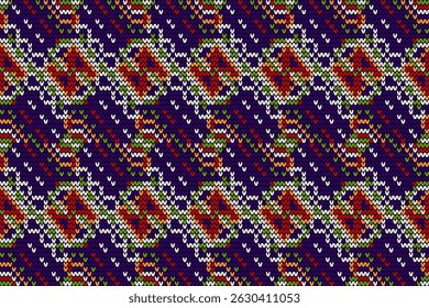 Knitted seamless pattern,knitted flower seamless pattern background,vector illustration,geometric ethnic pattern,Aztec style,abstract background.design for texture,fabric,clothing,decoration,print