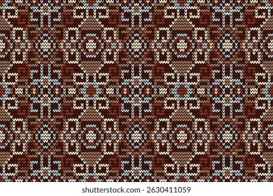 Knitted seamless pattern,knitted flower seamless pattern background,vector illustration,geometric ethnic pattern,Aztec style,abstract background.design for texture,fabric,clothing,decoration,print.