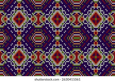 Knitted seamless pattern,knitted flower seamless pattern background,vector illustration,geometric ethnic pattern,Aztec style,abstract background.design for texture,fabric,clothing,decoration,print