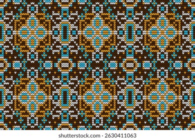 Knitted seamless pattern,knitted flower seamless pattern background,vector illustration,geometric ethnic pattern,Aztec style,abstract background.design for texture,fabric,clothing,decoration,print