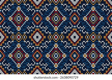 Knitted seamless pattern,knitted flower seamless pattern background,vector illustration,geometric ethnic pattern,Aztec style,abstract background.design for texture,fabric,clothing,decoration,print.