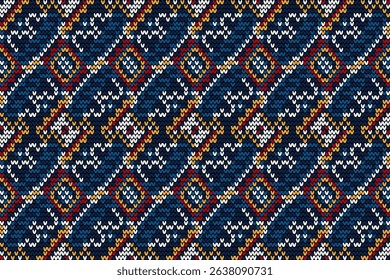 Knitted seamless pattern,knitted flower seamless pattern background,vector illustration,geometric ethnic pattern,Aztec style,abstract background.design for texture,fabric,clothing,decoration,print.