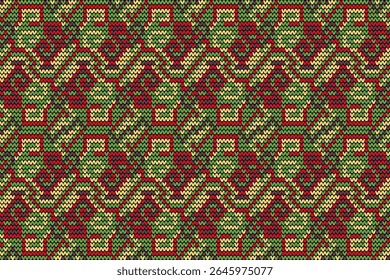 Padrão sem costura tricotado,fundo padrão sem costura flor tricotado,ilustração vetorial,padrão étnico geométrico,estilo asteca,fundo abstrato.design para textura,tecido,roupas,decoração,impressão