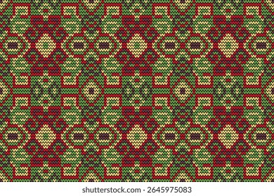 Padrão sem costura tricotado,fundo padrão sem costura flor tricotado,ilustração vetorial,padrão étnico geométrico,estilo asteca,fundo abstrato.design para textura,tecido,roupas,decoração,impressão