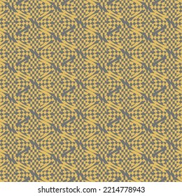 Knitted seamless patterns. Crochet mesh. Knitting or woven macrame in the Bohemian style. Oriental yellow motifs.Geometry texture repeat classic pattern
