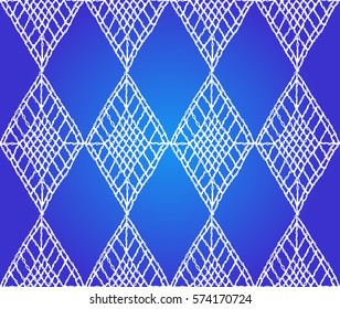 Knitted seamless patterns. Crochet mesh. Knitting or woven macrame in the bohemian style. Oriental motifs.