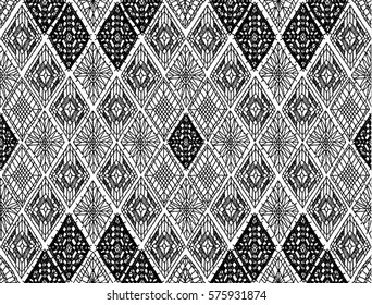 Knitted seamless patterns. Crochet mesh. Knitting or woven macrame in the bohemian style. Oriental motifs