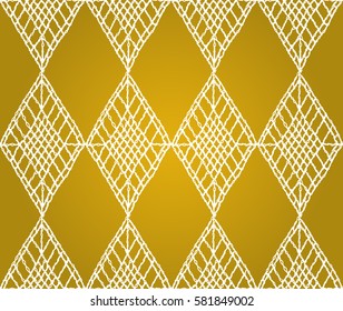Knitted seamless patterns. Crochet mesh. Knitting or woven macrame in the bohemian style. Oriental motifs