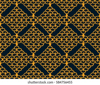 Knitted seamless patterns. Crochet mesh. Knitting or woven macrame in the bohemian style. Oriental motifs.