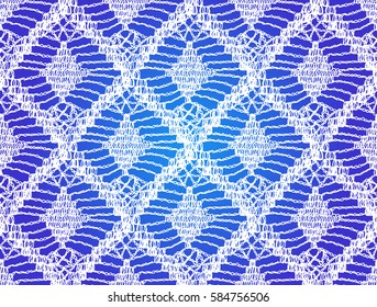 Knitted seamless patterns. Crochet mesh. Knitting or woven macrame in the bohemian style. Oriental motifs.