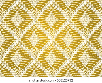 Knitted seamless patterns. Crochet mesh. Knitting or woven macrame in the Bohemian style. Oriental motifs.