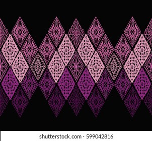 Knitted seamless patterns. Crochet mesh. Knitting or woven macrame in the bohemian style. Oriental motifs.