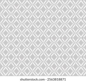 Knitted seamless patterns. Rhombus Woven pattern on grey background. Design for background, carpet, wallpaper, clothing, wrapping embroidery style.