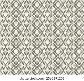 Knitted seamless patterns. Rhombus Woven pattern on beige background. Design for background, carpet, wallpaper, textile, wrapping embroidery style.