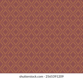 Knitted seamless patterns. Rhombus Woven pattern on red background. Design for background, carpet, wallpaper, textile, wrapping embroidery style.