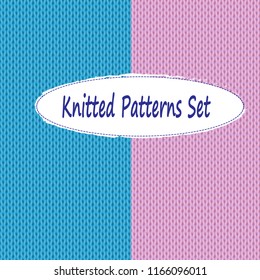 Knitted Seamless Patterns Set, vector illustration